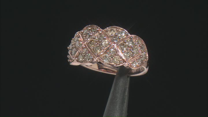 Champagne Diamond 18k Rose Gold Over Sterling Silver Band Ring 1.50ctw Video Thumbnail