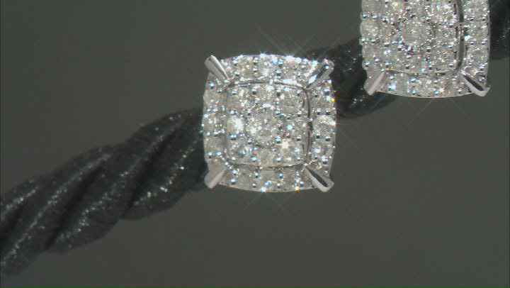White Diamond 14k White Gold Cluster Stud Earrings 0.50ctw Video Thumbnail
