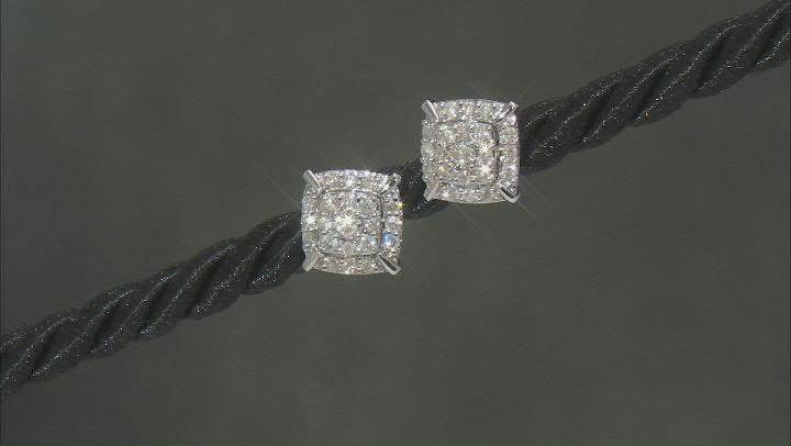 White Diamond 14k White Gold Cluster Stud Earrings 0.50ctw Video Thumbnail