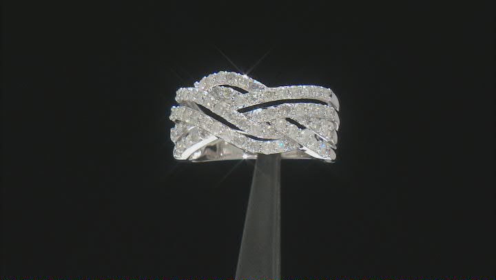 White Diamond 10k White Gold Crossover Ring 1.20ctw Video Thumbnail