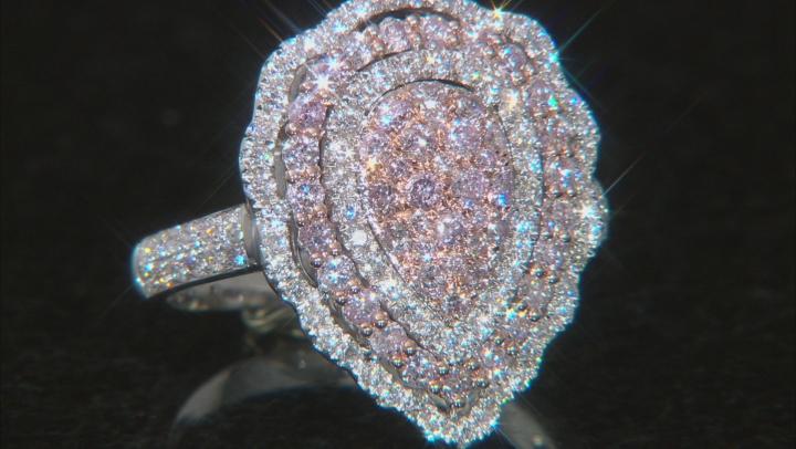 Natural Pink & White Diamond 14K White Gold Cluster Ring 1.20ctw Video Thumbnail