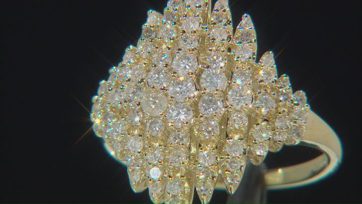 White Diamond 14k Yellow Gold Cluster Ring 1.00ctw Video Thumbnail