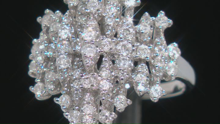 White Diamond 14k White Gold Cluster Ring 1.00ctw Video Thumbnail