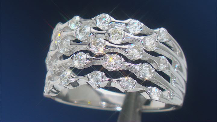 White Diamond 14k White Gold Wide Band Ring 1.00ctw Video Thumbnail