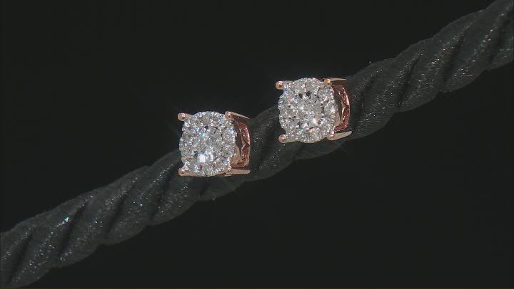 White Diamond 10k Rose Gold Cluster Stud Earrings 0.25ctw Video Thumbnail