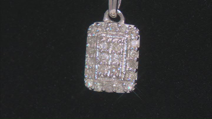 White Diamond Platinum Over Sterling Silver Cluster Pendant With 18" Cable Chain 0.30ctw Video Thumbnail