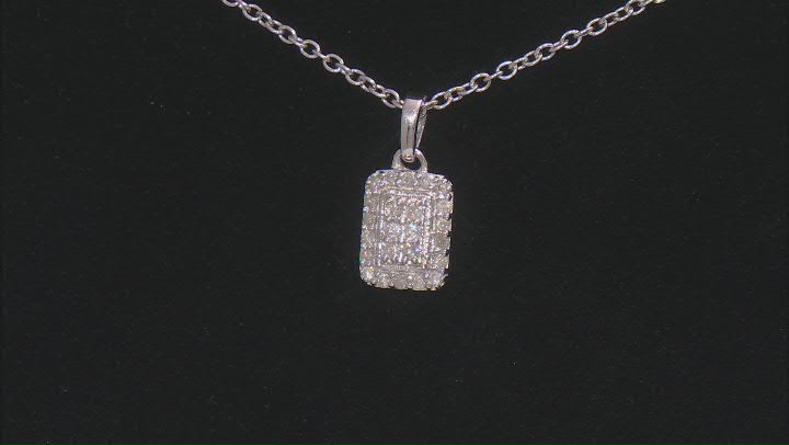 White Diamond Platinum Over Sterling Silver Cluster Pendant With 18" Cable Chain 0.30ctw Video Thumbnail