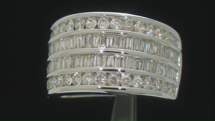 White Diamond 10k White Gold Multi-Row Ring 2.00ctw Video Thumbnail