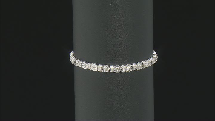 White Diamond Rhodium Over Sterling Silver Tennis Bracelet 0.25ctw Video Thumbnail