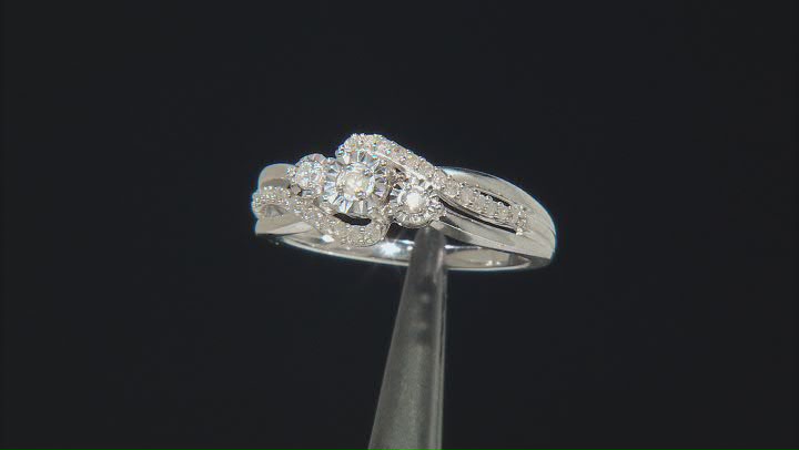 White Diamond Rhodium Over Sterling Silver Ring 0.25ctw Video Thumbnail