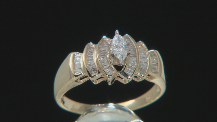 White Diamond 10K Yellow Gold Ring 0.37ctw Video Thumbnail