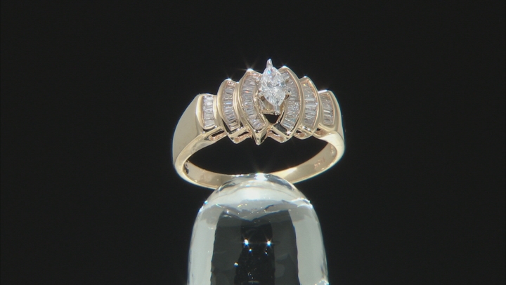 White Diamond 10K Yellow Gold Ring 0.37ctw Video Thumbnail