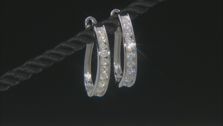 White Diamond 14K White Gold Hoop Earrings 1.00ctw Video Thumbnail