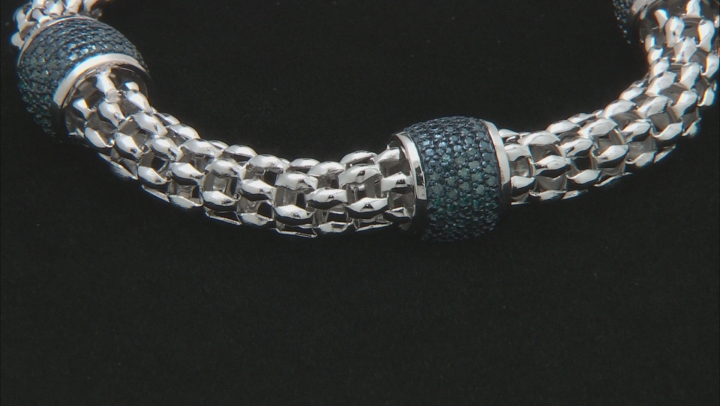 Blue Diamond Rhodium Over Sterling Silver Bracelet 0.50ctw