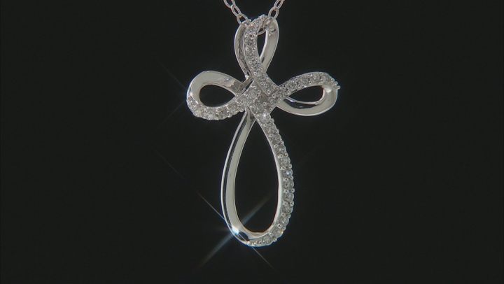 White Diamond 10K White Gold Cross Pendant With Chain .25ctw Video Thumbnail