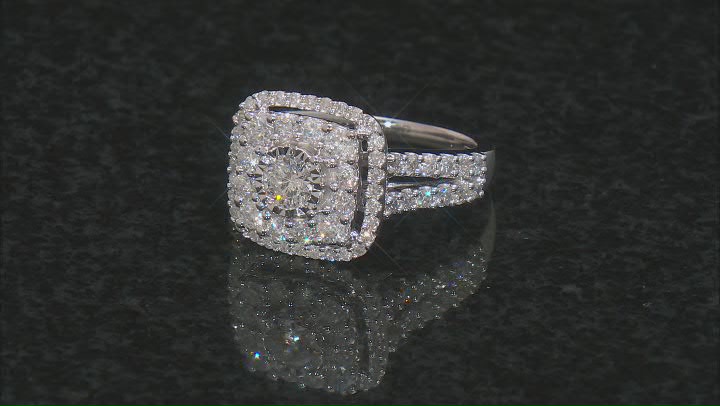 White Diamond 10K White Gold Cluster Ring With Matching Band 2.00ctw Video Thumbnail