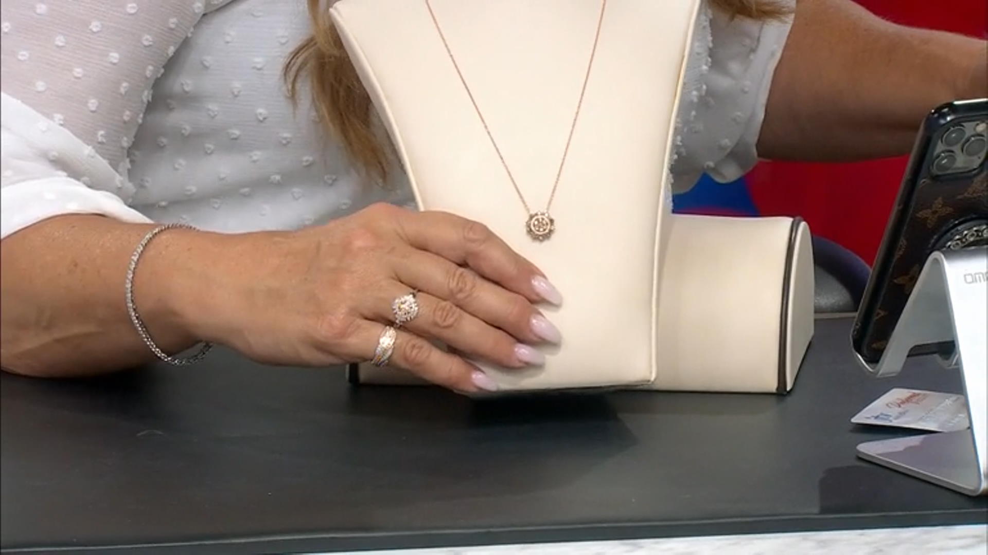 Champagne Diamond 14K Rose Gold Over Sterling Silver Cluster Necklace 0.80ctw Video Thumbnail