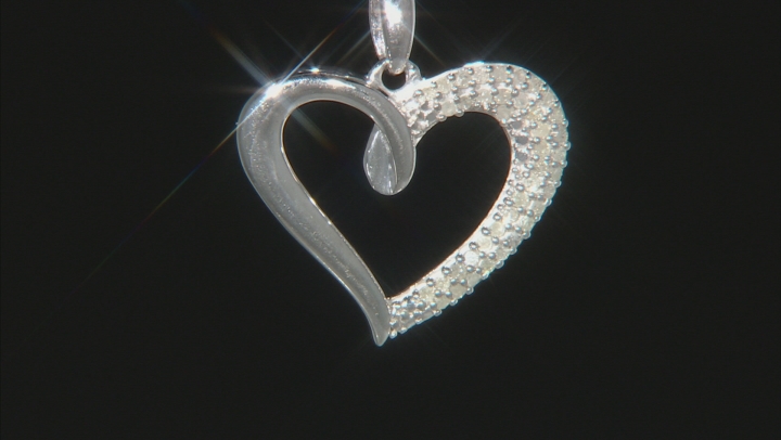 White Diamond Rhodium Over Sterling Silver Heart Pendant With Chain 0 ...