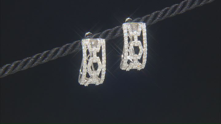 White Diamond 10K White Gold Hoop Earrings 2.00ctw Video Thumbnail