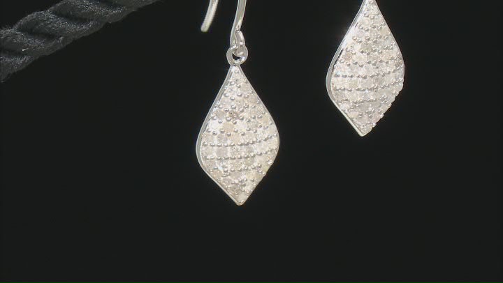 White Diamond Rhodium Over Sterling Silver Dangle Earrings 0.88ctw