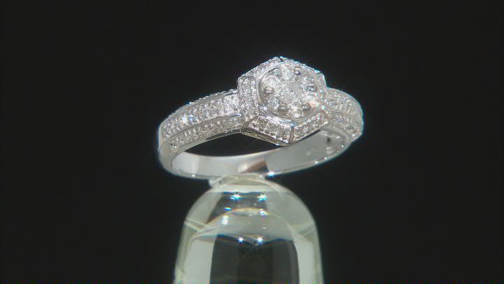 White Diamond 10K White Gold Cluster Ring 0.50ctw
