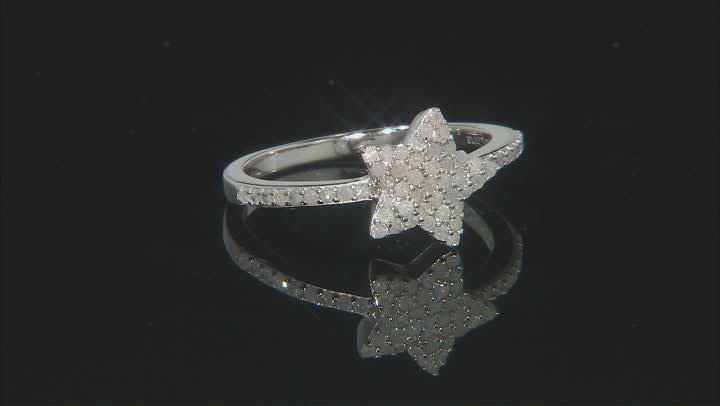 White Diamond Rhodium Over Sterling Silver Star Cluster Ring 0.40ctw Video Thumbnail