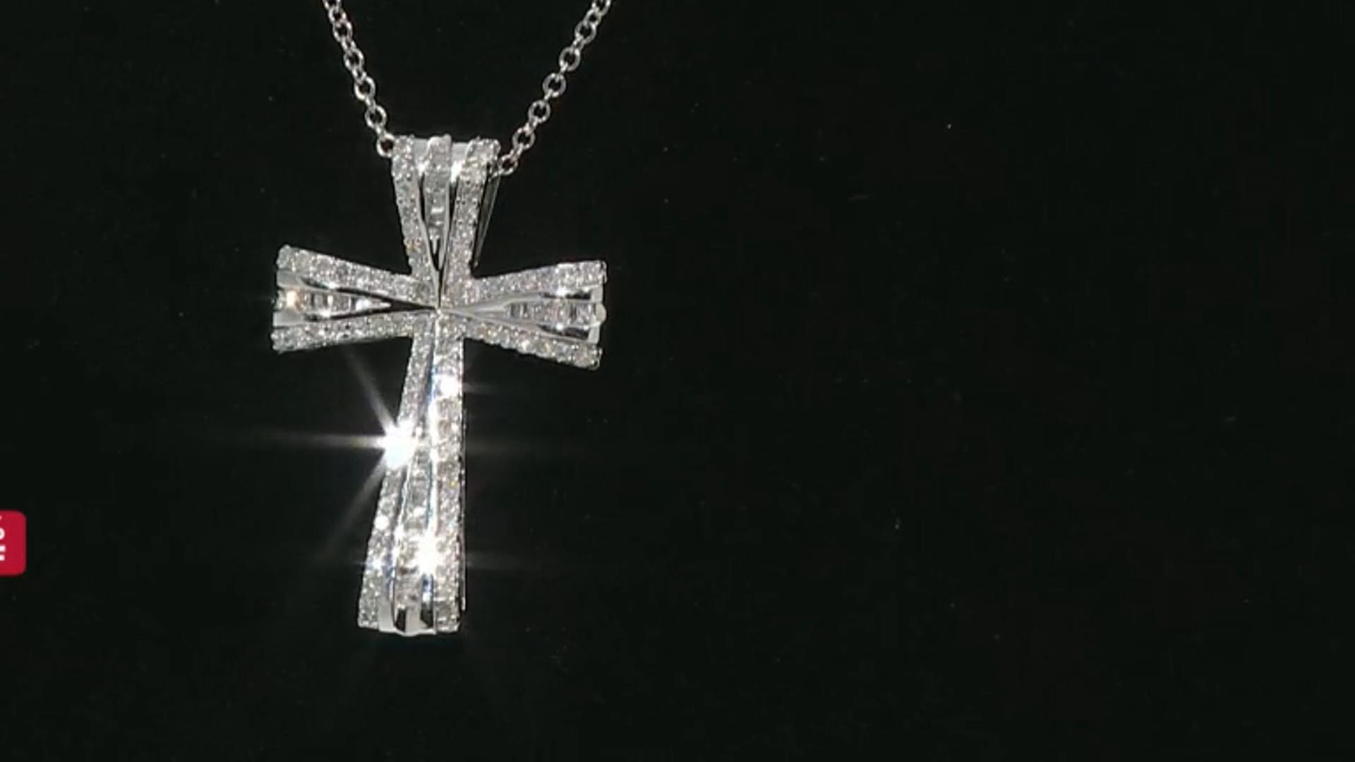 White Diamond Rhodium Over Sterling Silver Cross Pendant With Chain 0.50ctw