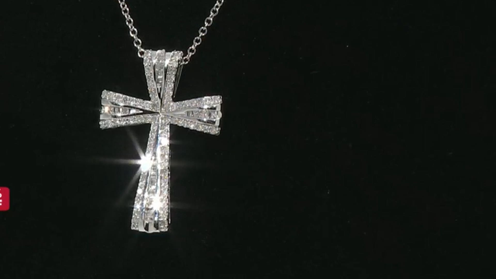 White Diamond Rhodium Over Sterling Silver Cross Pendant With Chain 0.50ctw Video Thumbnail