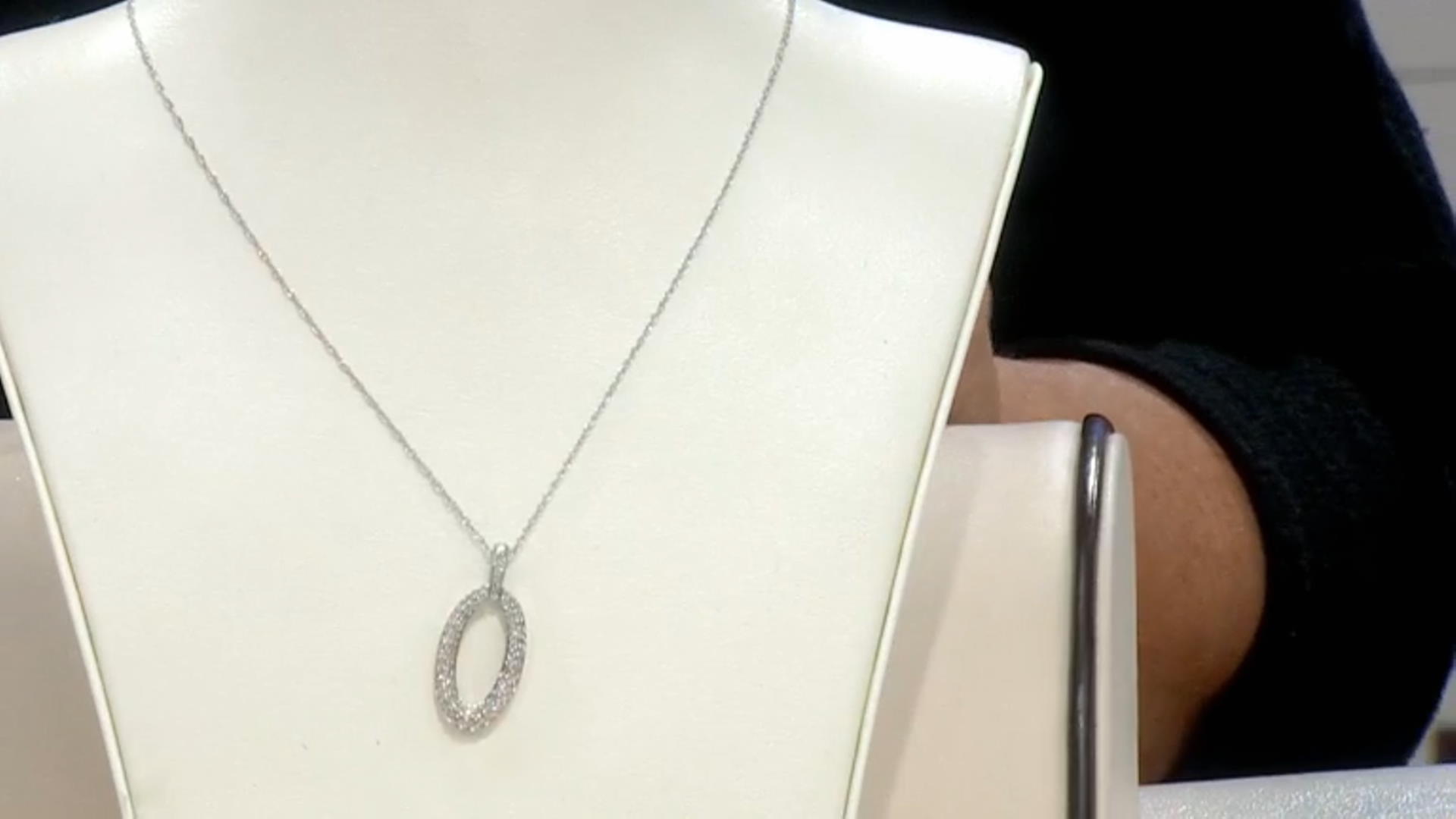 White Diamond 10K White Gold Dangle Pendant With Rope Chain 0.50ctw Video Thumbnail