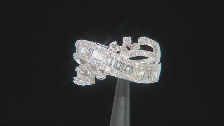White Diamond 14K White Gold Crossover Ring 1.00ctw Video Thumbnail