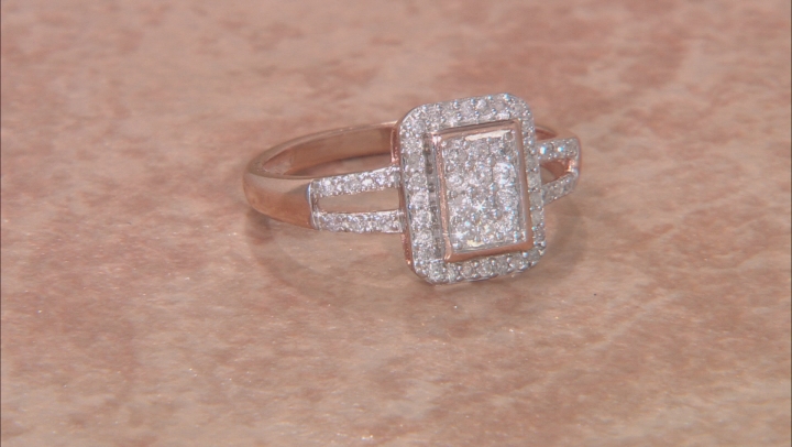 White Diamond 10k Rose Gold Quad Ring 0.33ctw Video Thumbnail