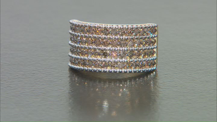 Champagne Diamond 14K Yellow Gold Over Sterling Silver Wide Band Ring 1.50ctw Video Thumbnail