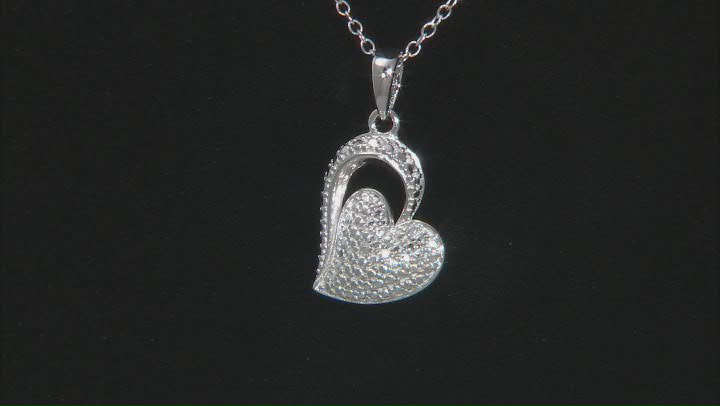 White Diamond Accent Rhodium Over Sterling Silver Heart Pendant With 18" Chain