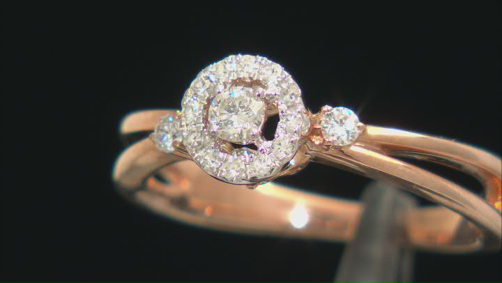 White Diamond With Round Pink Sapphire Accents 10k Rose Gold Ring 0.25ctw