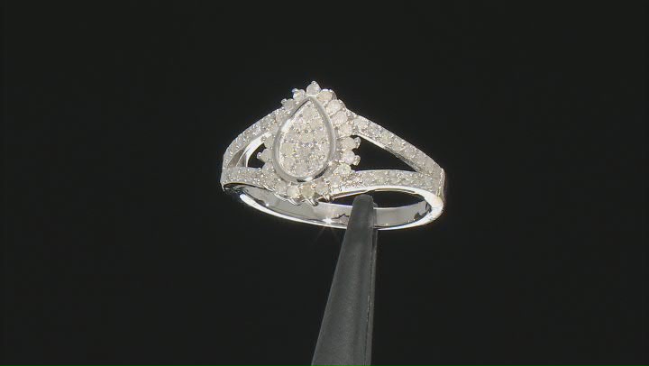 White Diamond Rhodium Over Sterling Silver Cluster Ring 0.75ctw Video Thumbnail