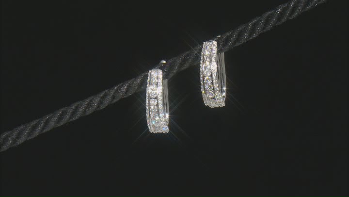 White Diamond 10k White Gold Hoop Earrings 1.00ctw Video Thumbnail