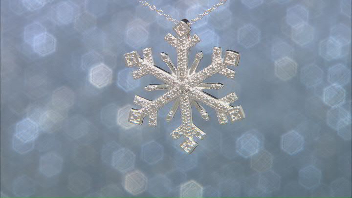 White Diamond Accent Rhodium Over Sterling Silver Snowflake Pendant With 18" Cable Chain