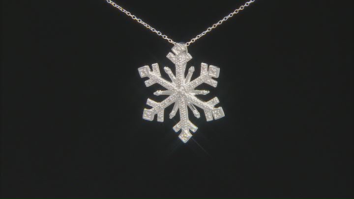 White Diamond Accent Rhodium Over Sterling Silver Snowflake Pendant With 18" Cable Chain