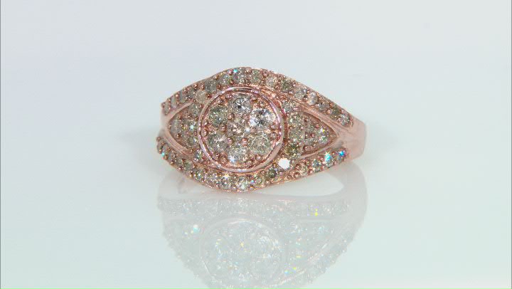 Champagne Diamond 18k Rose Gold Over Sterling Silver Cluster Ring 1.00ctw Video Thumbnail