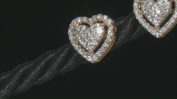 White Diamond 14k Yellow Gold Cluster Stud Heart Earrings 0.50ctw Video Thumbnail