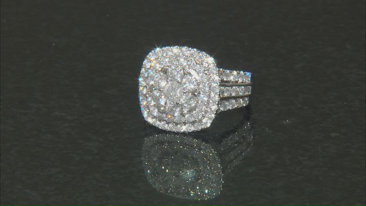 White Diamond 14k White Gold Cluster Ring 3.00ctw Video Thumbnail