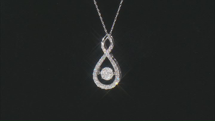 White Diamond 10k White Gold Dancing Pendant With 18" Rope Chain 0.60ctw Video Thumbnail