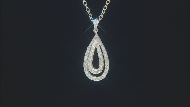 White Diamond Rhodium Over Sterling Silver Teardrop Pendant with 18" Chain 0.25ctw Video Thumbnail