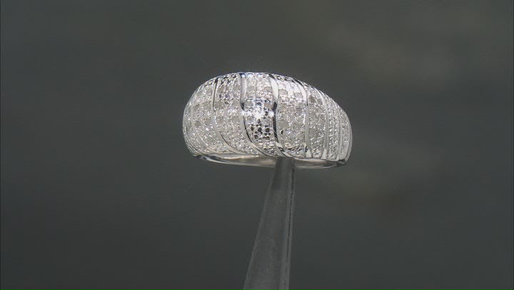 White Diamond Rhodium Over Sterling Silver Dome Ring 0.25ctw Video Thumbnail