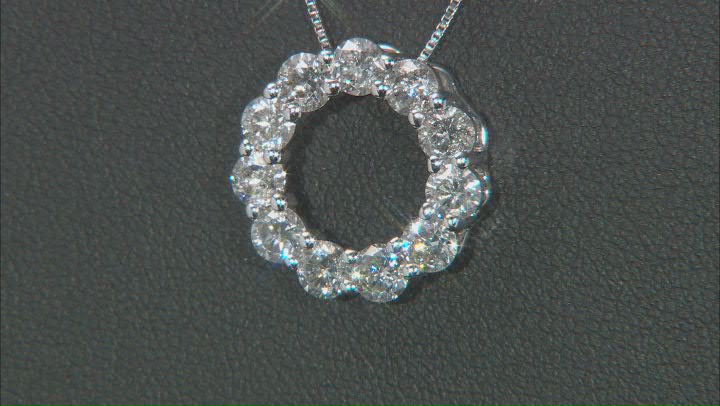 White Diamond 10k White Gold Circle Pendant With Chain 2.00ctw Video Thumbnail