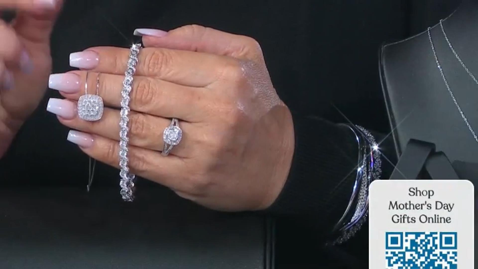 White Diamond Rhodium Over Sterling Silver Cluster Pendant With 18" Box Chain 0.50ctw Video Thumbnail