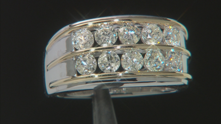White Diamond 10k Two-Tone Gold Multi-Row Men's Ring 2.00ctw Video Thumbnail