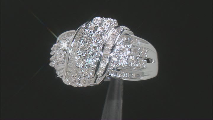 White Diamond Rhodium Over Sterling Silver Crossover Ring 0.50ctw Video Thumbnail