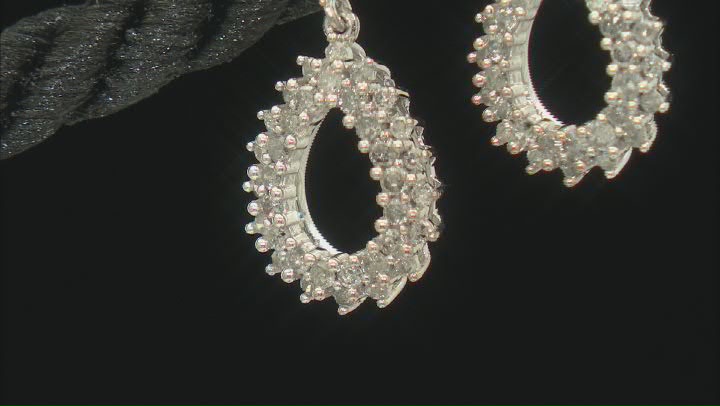 White Diamond 10k White Gold Dangle Earrings 0.50ctw Video Thumbnail