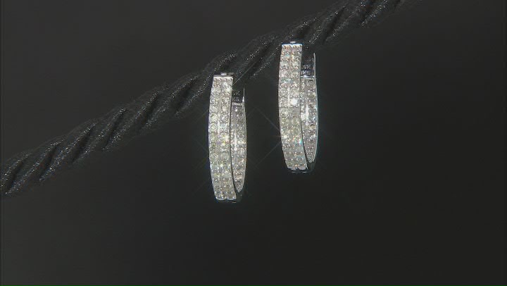 White Diamond 10k White Gold Inside-Out Hoop Earrings 1.00ctw Video Thumbnail